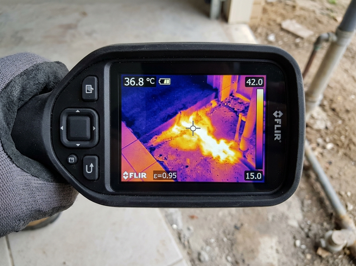 Thermal imaging proof used for slab leak insurance claim documentation